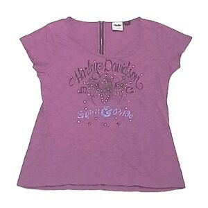 Harley-Davison Spirit & Pride Graphic T Shirt Scoop Neck Short Sleeve Biker Tee